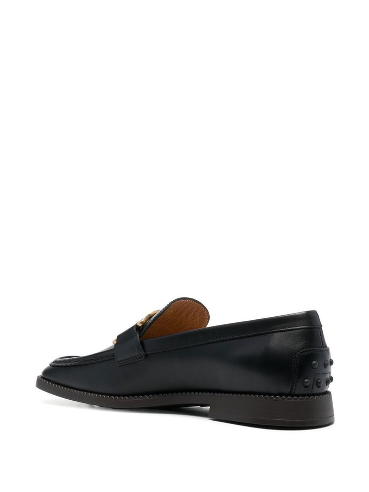 LEATHER CHAIN LINK DETAIL LOAFERS