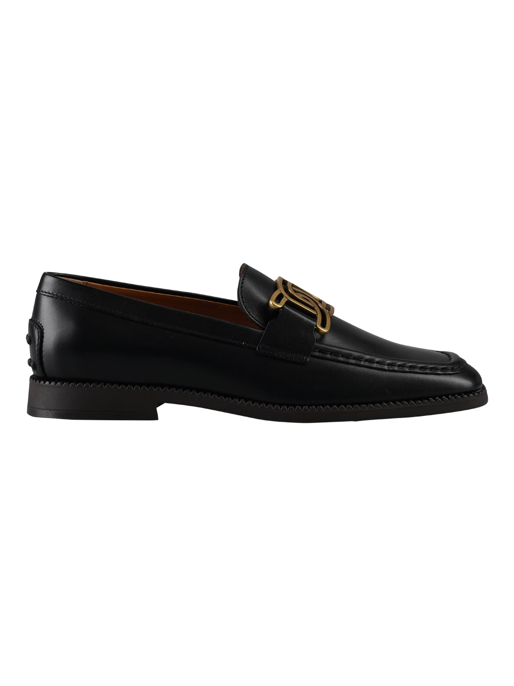 LEATHER CHAIN LINK DETAIL LOAFERS