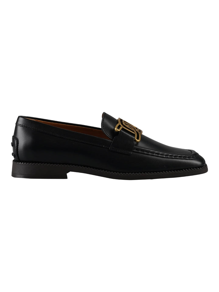 LEATHER CHAIN LINK DETAIL LOAFERS