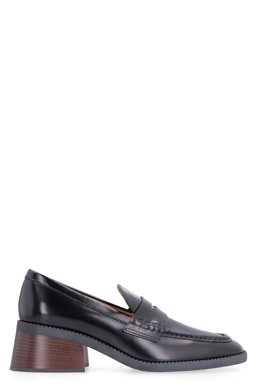 HIGH HEEL LEATHER LOAFERS