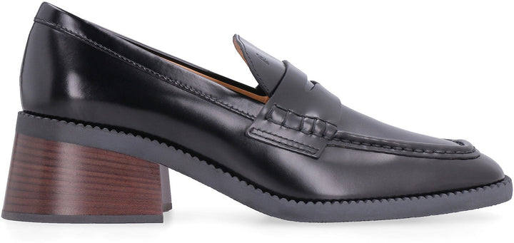 HIGH HEEL LEATHER LOAFERS