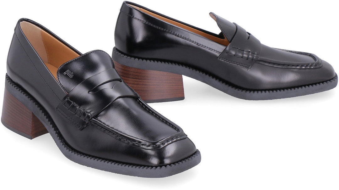 HIGH HEEL LEATHER LOAFERS