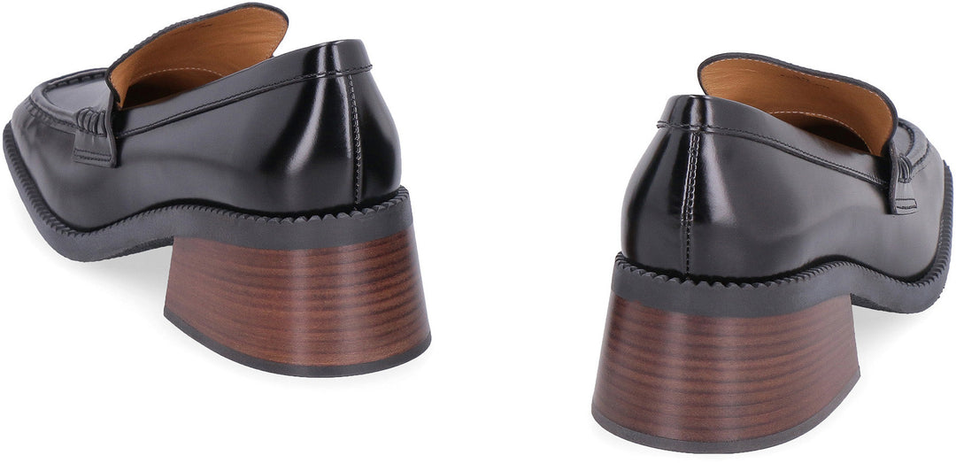 HIGH HEEL LEATHER LOAFERS