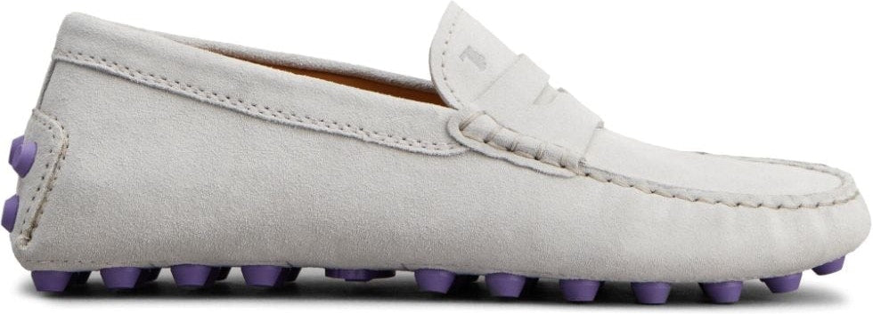 LIGHT GREY LEATHER GOMMINO LOAFERS.