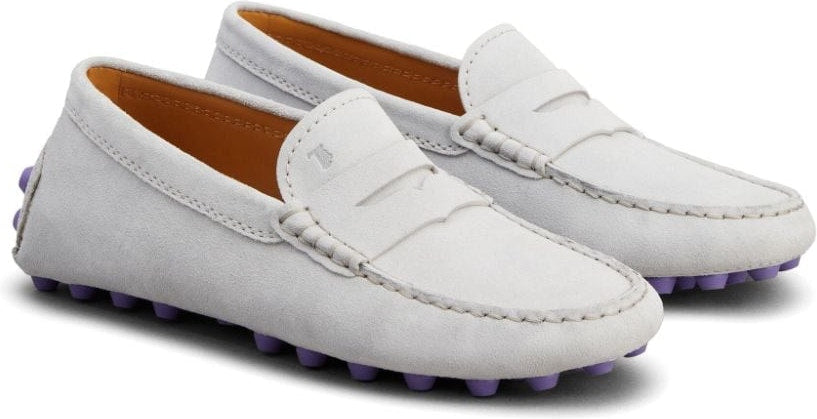 LIGHT GREY LEATHER GOMMINO LOAFERS.