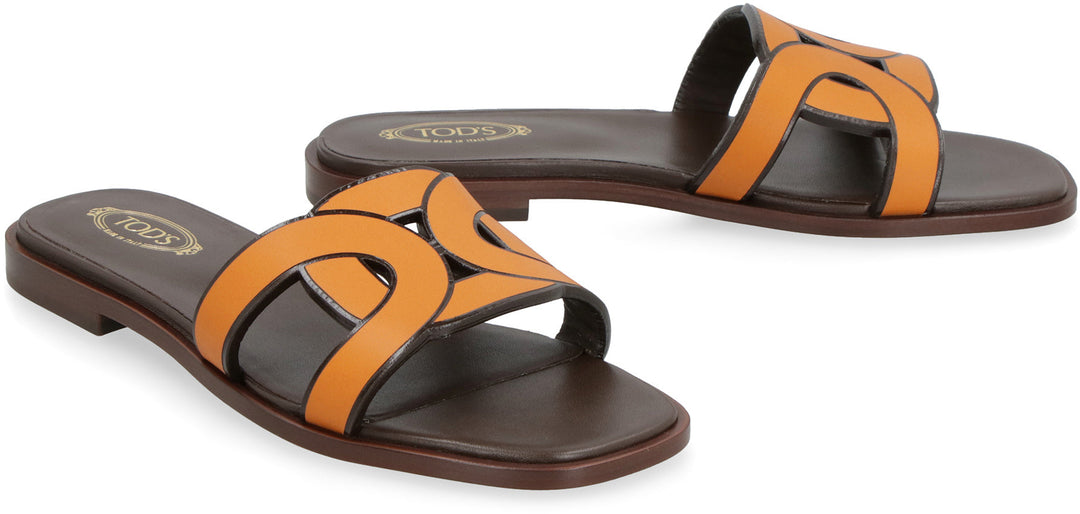 LEATHER LOGO SANDALS