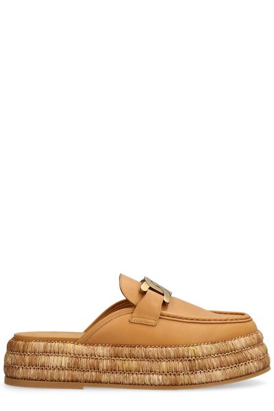 RAFFIA & LEATHER SLIP ONS