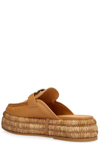 RAFFIA & LEATHER SLIP ONS