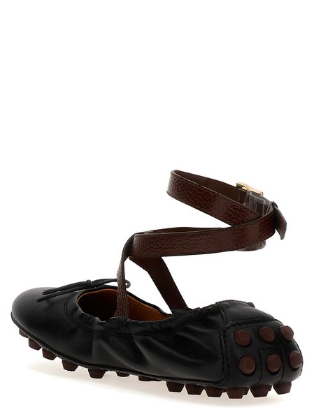 BUBBLE LEATHER BALLERINA WITH STRAP