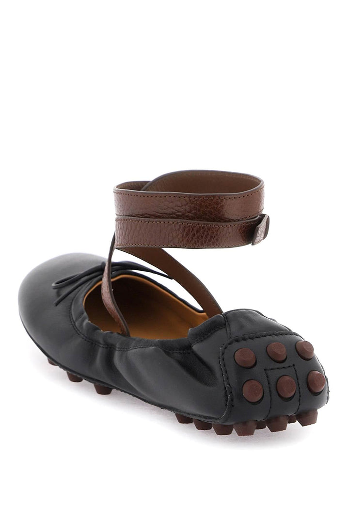 BUBBLE LEATHER BALLERINA WITH STRAP