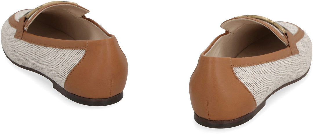 KATE CANVAS AND LEATHER LOAFERS