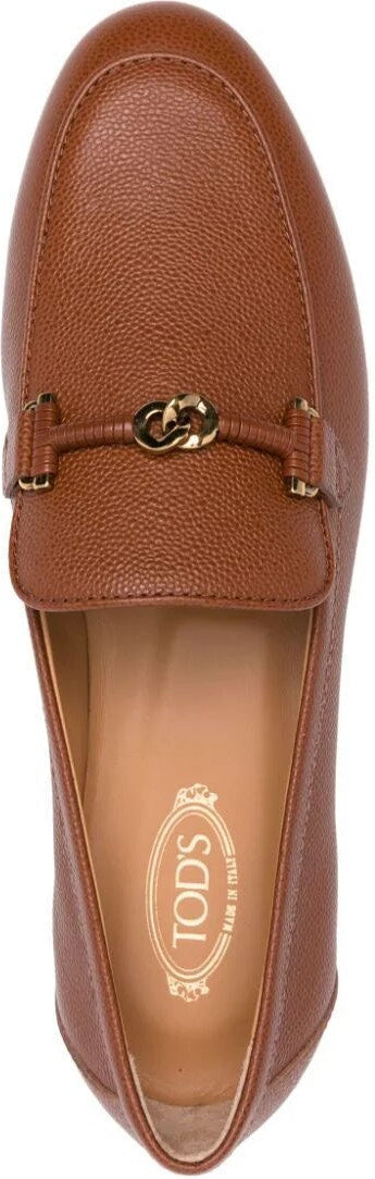 KNOT PLAQUE LEATHER LOAFERS