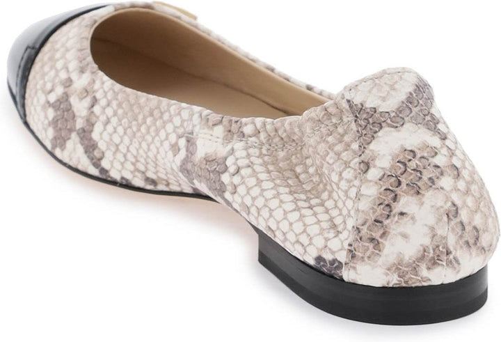 SNAKE-PRINTED LEATHER BALLET FLATS