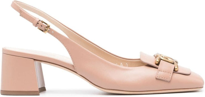 LEATHER SLINGBACK PUMPS.