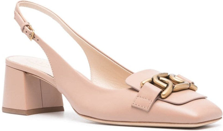 LEATHER SLINGBACK PUMPS.