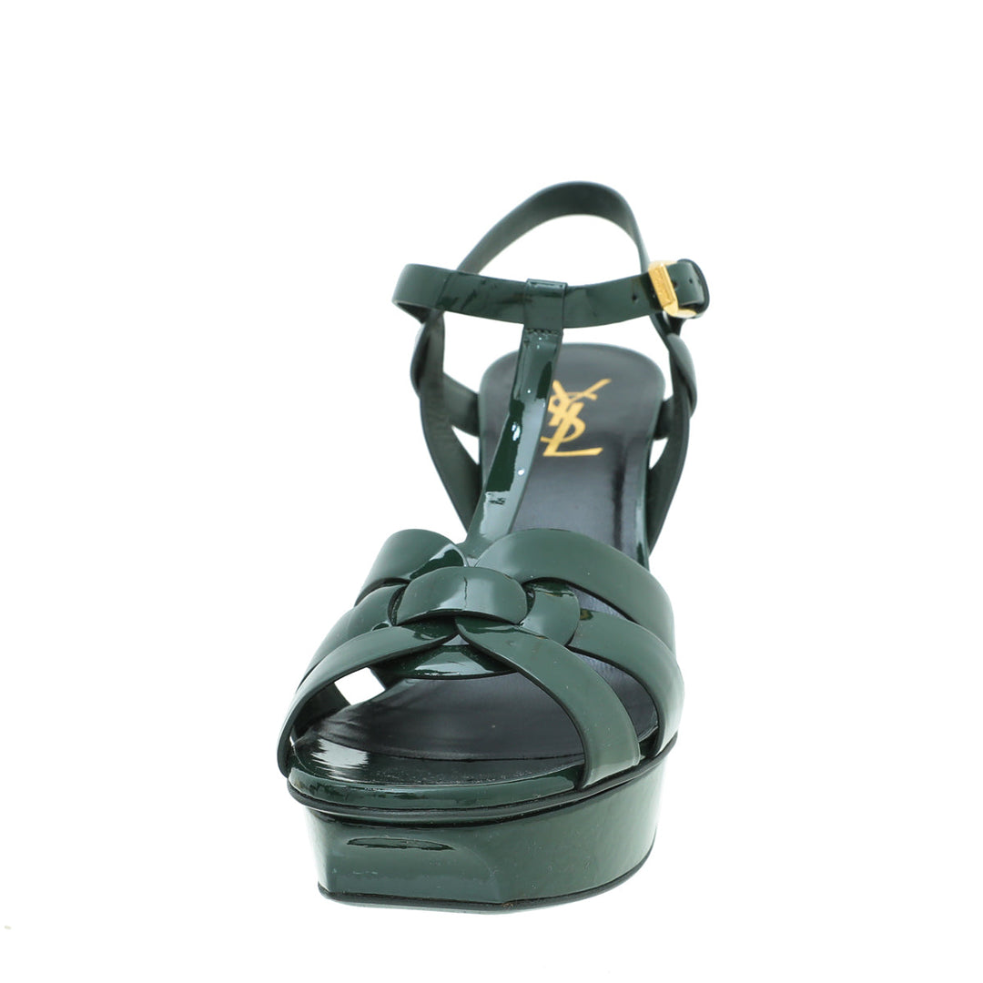YSL Forest Green Tribute Sandal 40