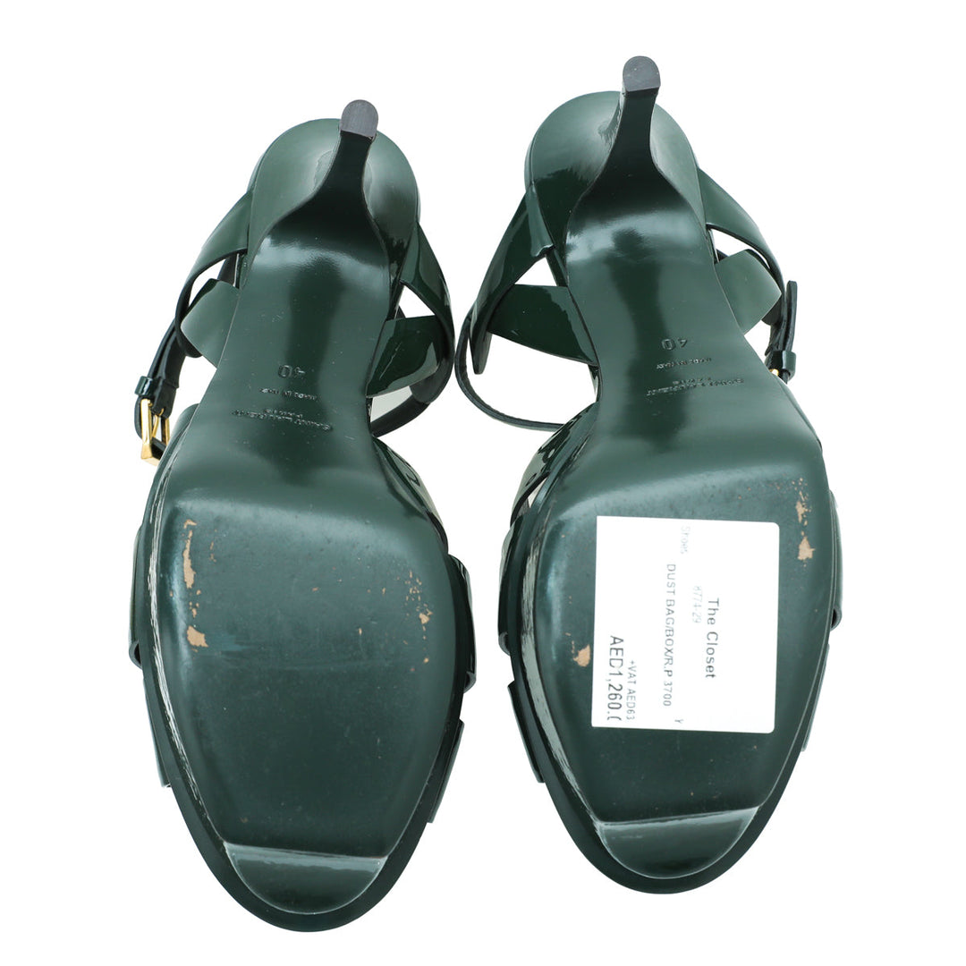 YSL Forest Green Tribute Sandal 40