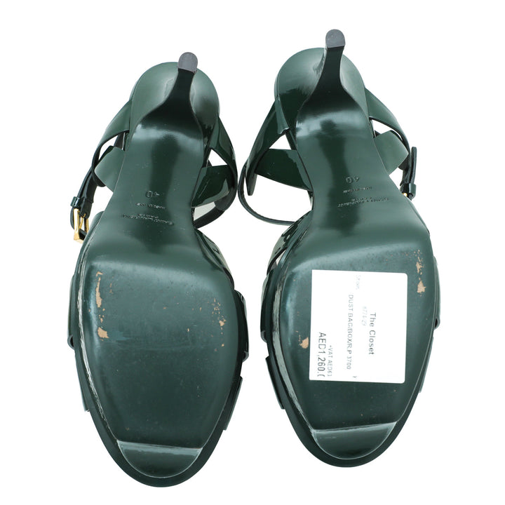 YSL Forest Green Tribute Sandal 40