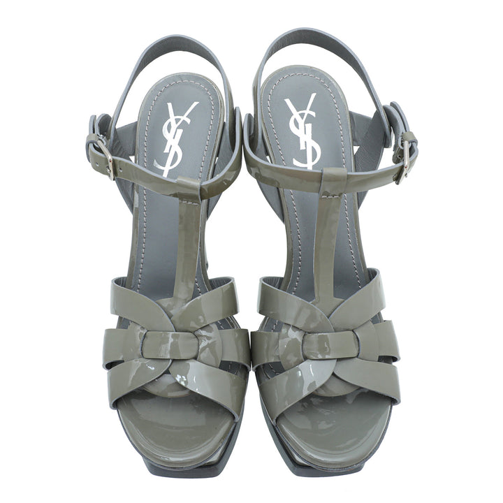 YSL Grey Tribute High Heel Sandals 37.5