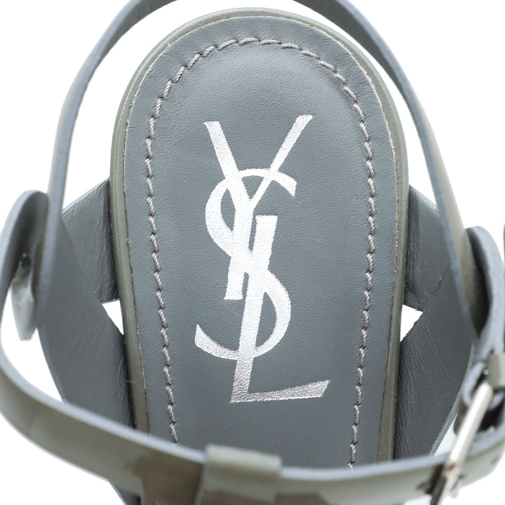 YSL Grey Tribute High Heel Sandals 37.5