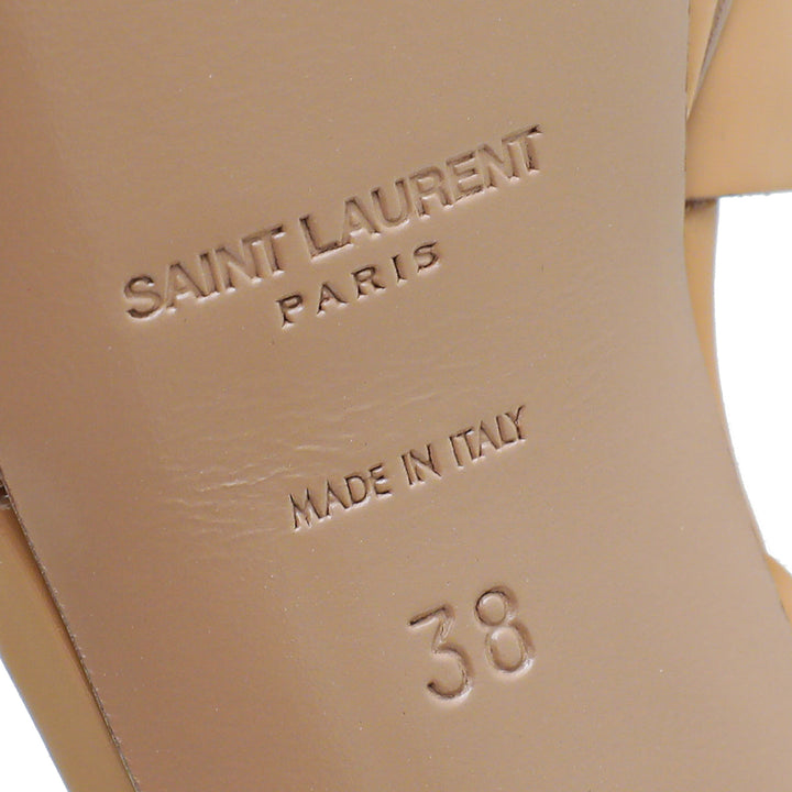 YSL Beige Tribute Mid Heel Sandals 38