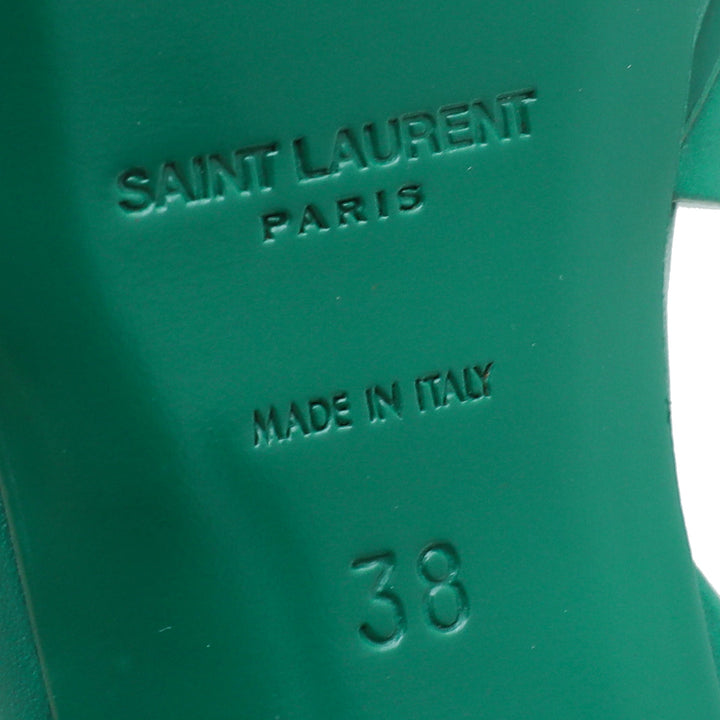 YSL Green Tribute Mid Heel Sandals 38