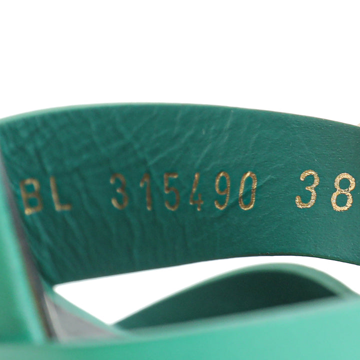 YSL Green Tribute Mid Heel Sandals 38