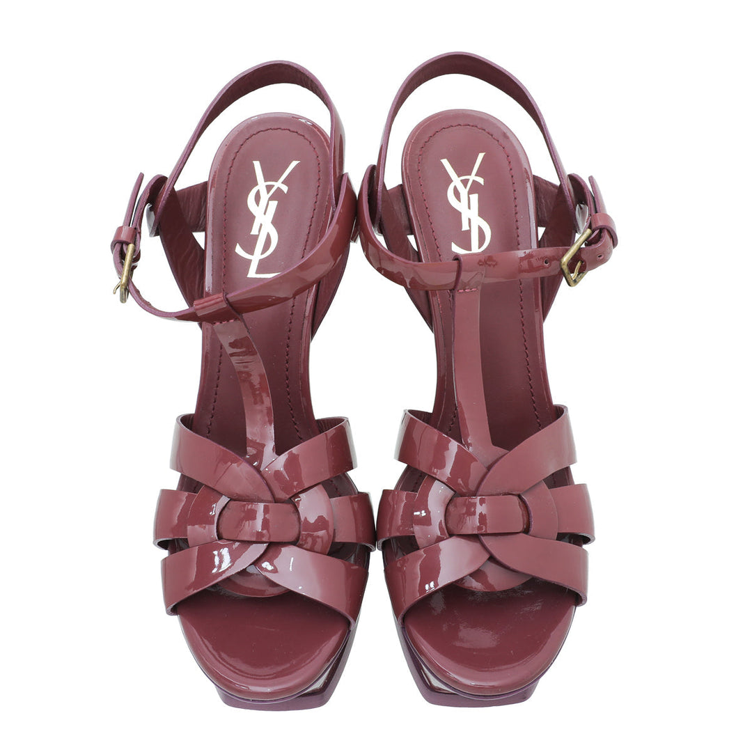 YSL Mauve Taupe Tribute High Heel Sandals 38