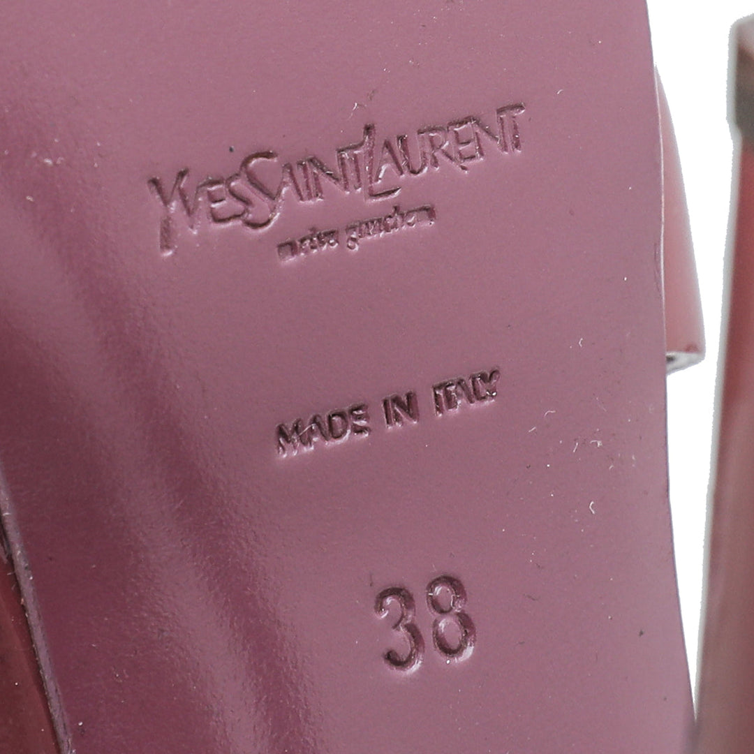 YSL Mauve Taupe Tribute High Heel Sandals 38