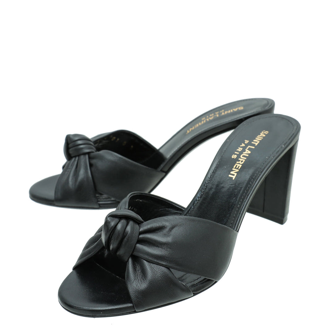YSL Black Bianca Heeled Mules 36