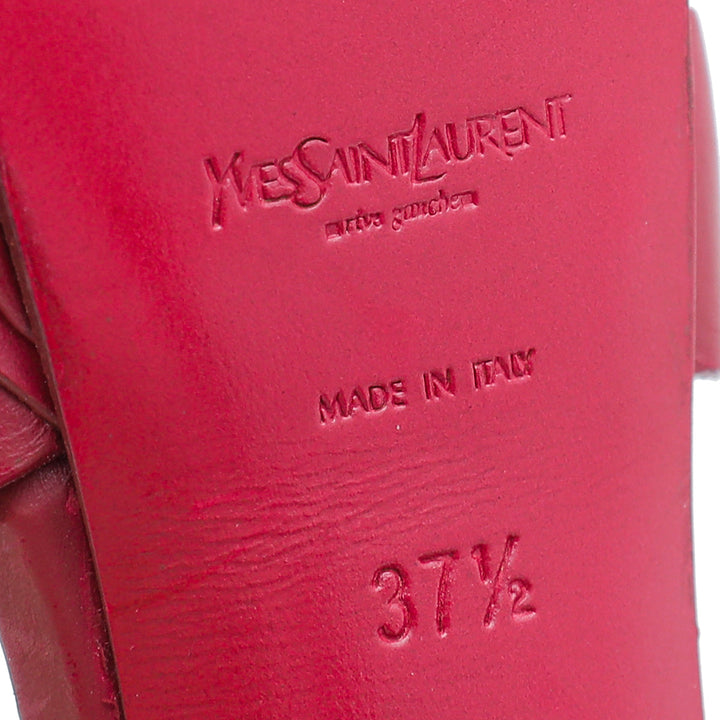 YSL Dark Red Tribute High Heel Sandals 37.5