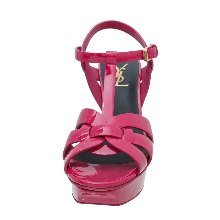 YSL Fuchsia Tribute Mid Heel Sandals 38