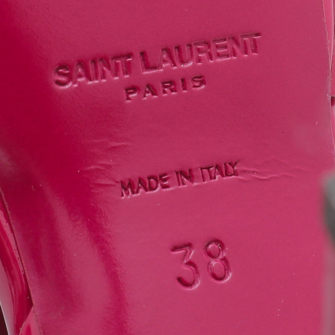 YSL Fuchsia Tribute Mid Heel Sandals 38
