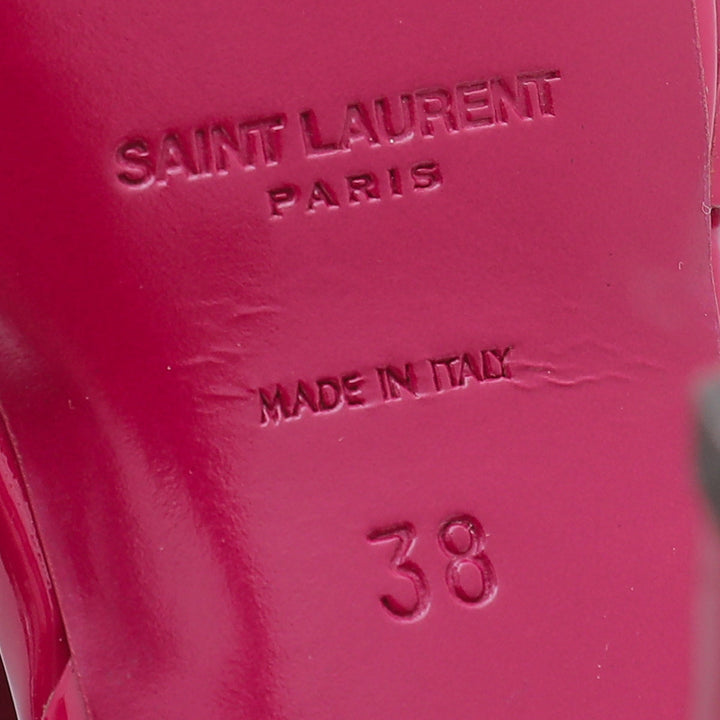 YSL Fuchsia Tribute Mid Heel Sandals 38