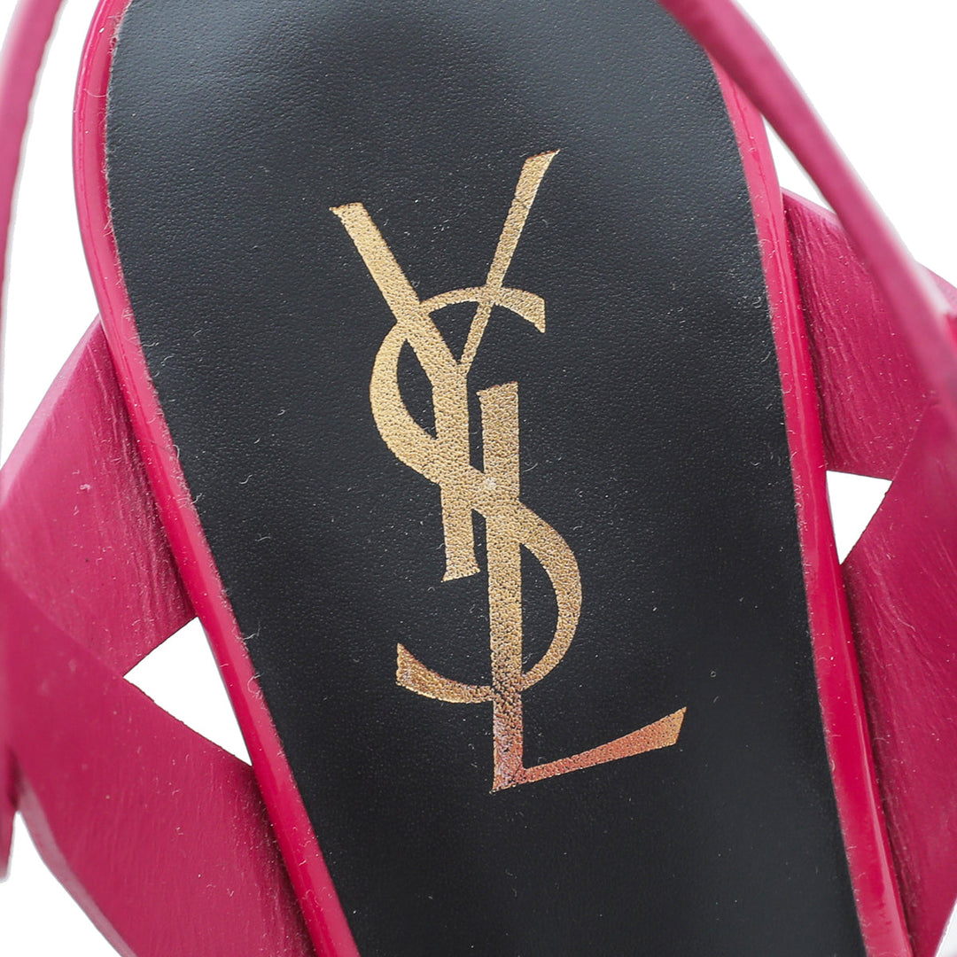 YSL Fuchsia Tribute Mid Heel Sandals 38