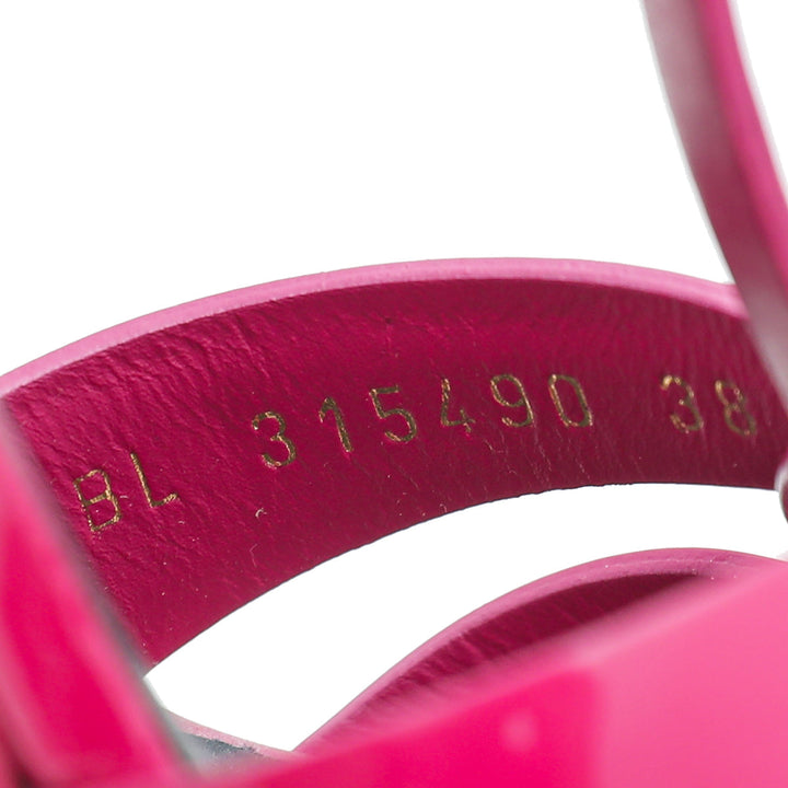 YSL Fuchsia Tribute Mid Heel Sandals 38