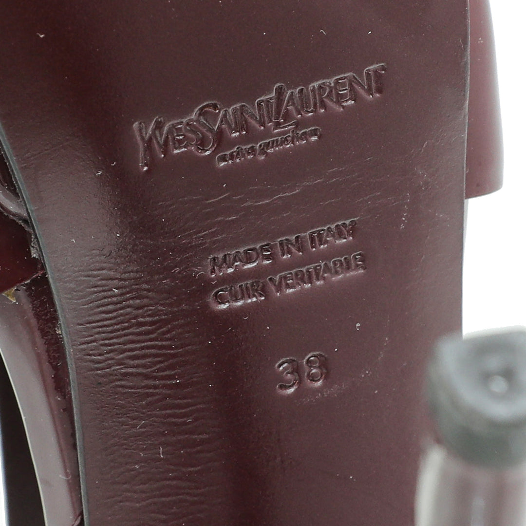 YSL Burgundy Tribute Sandal 38