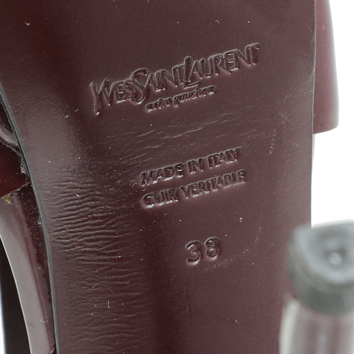 YSL Burgundy Tribute Sandal 38