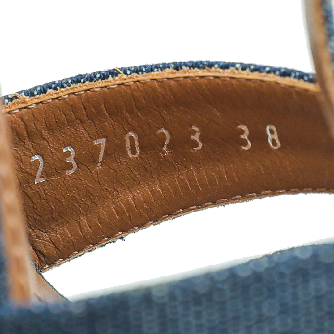 YSL Navy Blue Denim Tribute Sandal 38