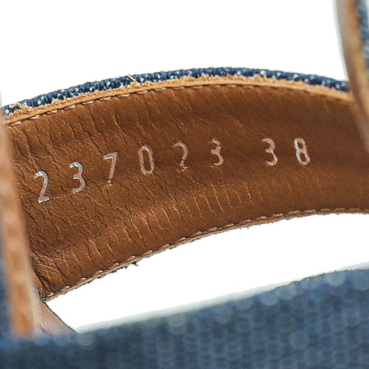 YSL Navy Blue Denim Tribute Sandal 38