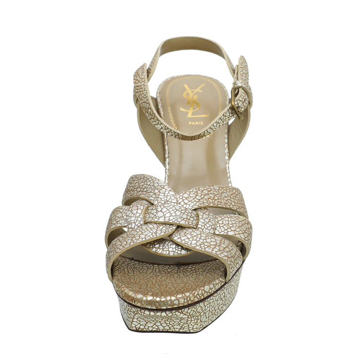 YSL Metallic Gold Tribute Sandal 38