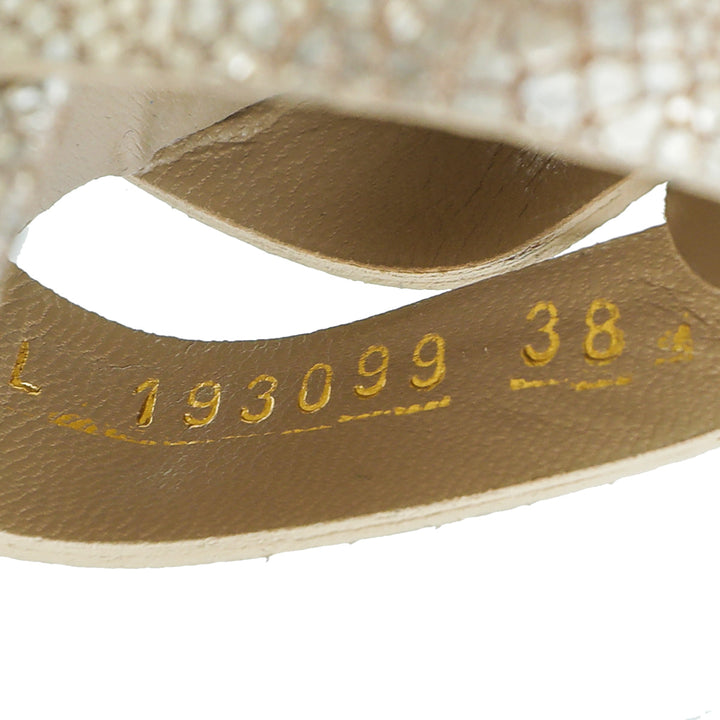 YSL Metallic Gold Tribute Sandal 38