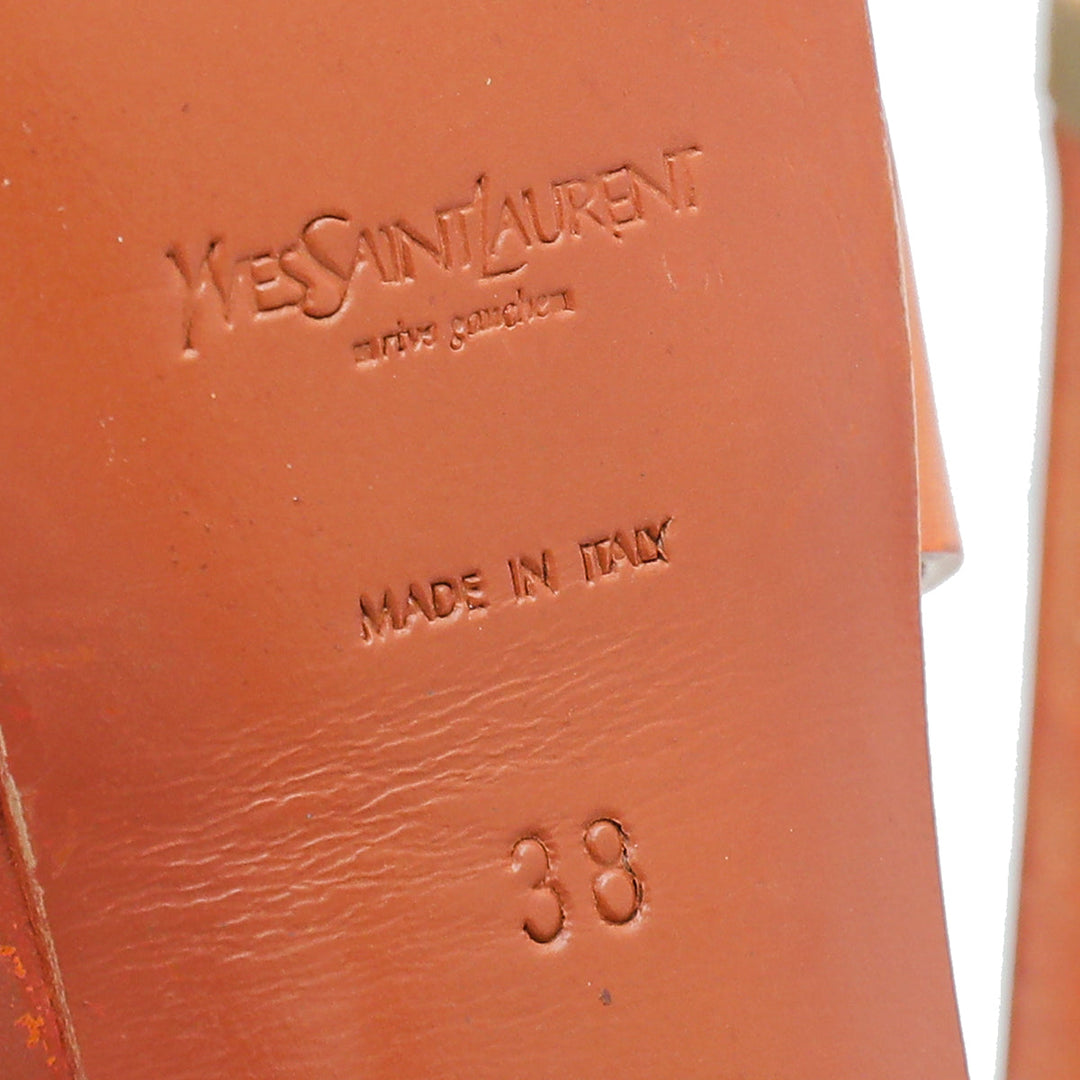 YSL Orange Tribute Sandal 38
