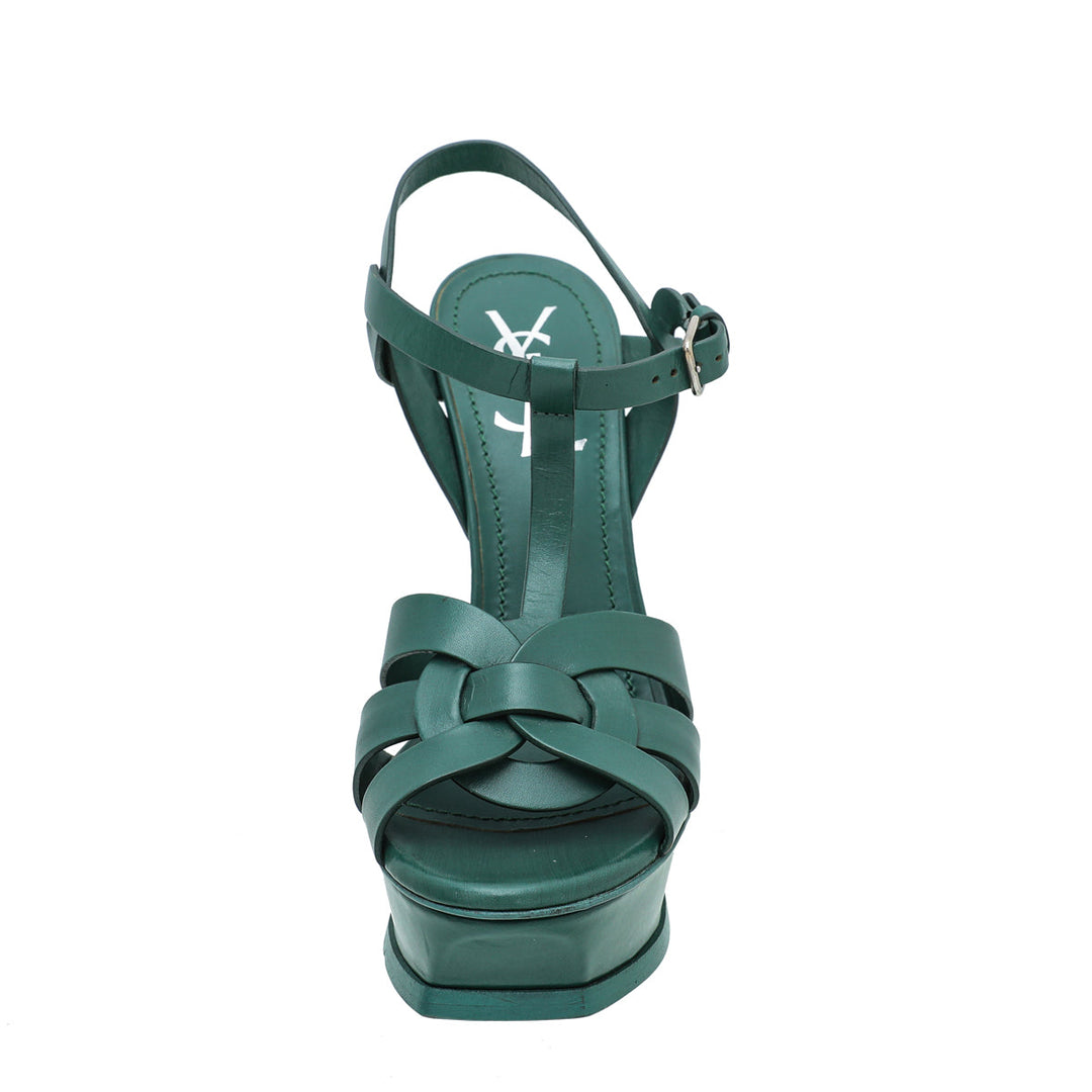 YSL Green Tribute High Heel Sandals 37.5