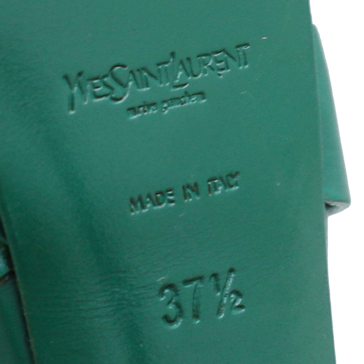 YSL Green Tribute High Heel Sandals 37.5
