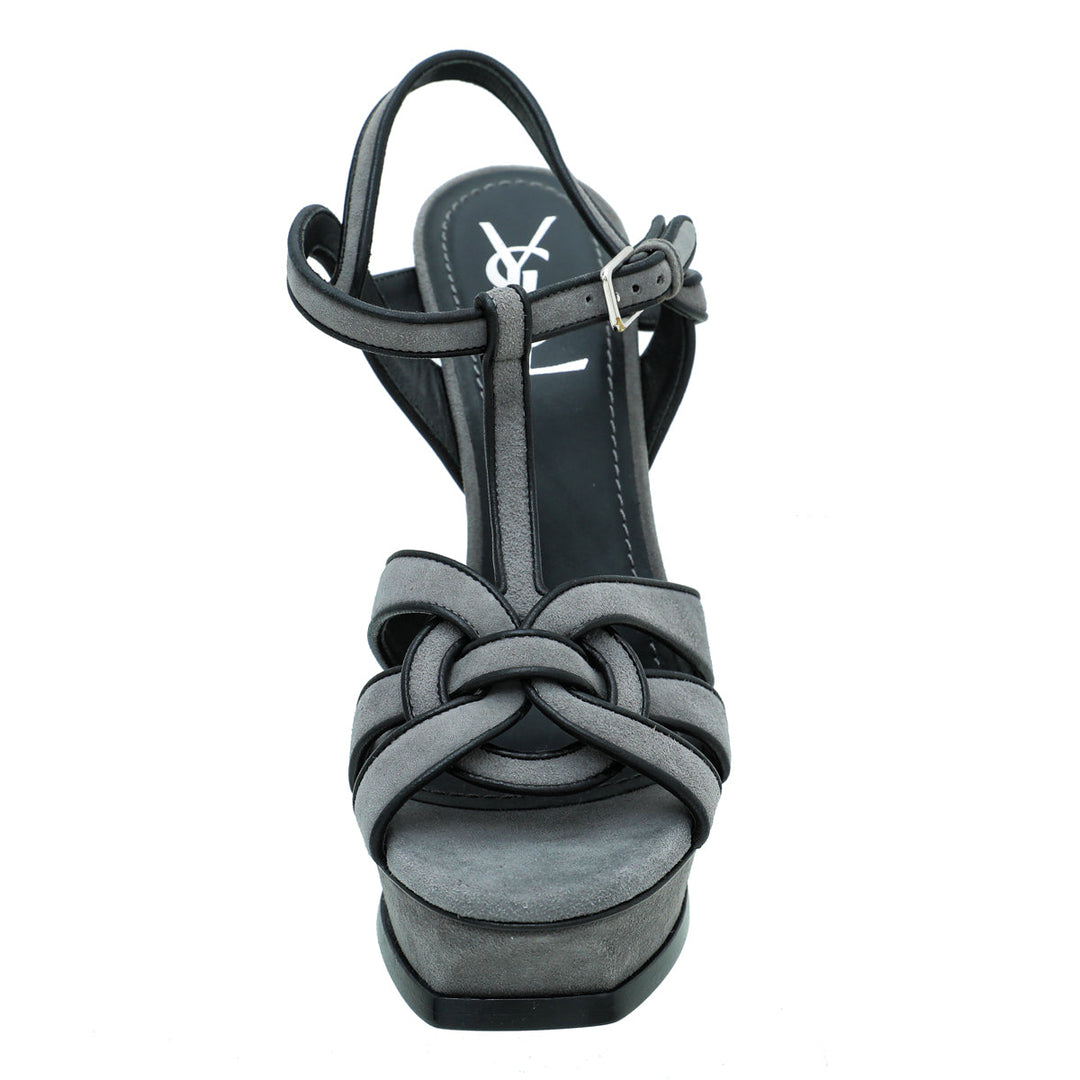 YSL Bicolor Suede Tribute High Heel Sandals 38