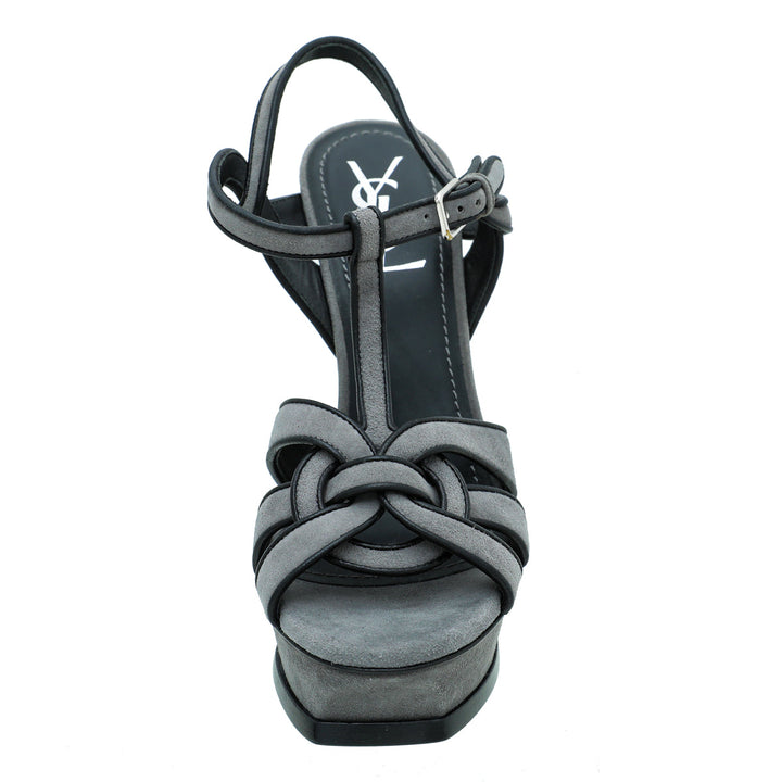 YSL Bicolor Suede Tribute High Heel Sandals 38