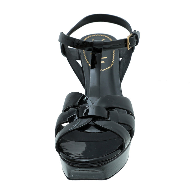 YSL Black Tribute Mid Heel Sandals 38