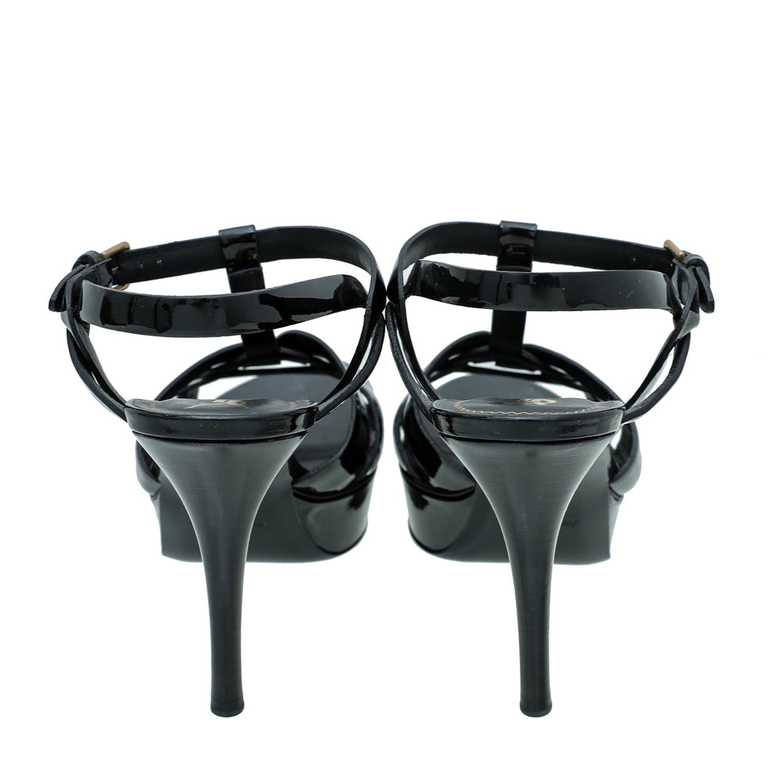 YSL Black Tribute Mid Heel Sandals 38