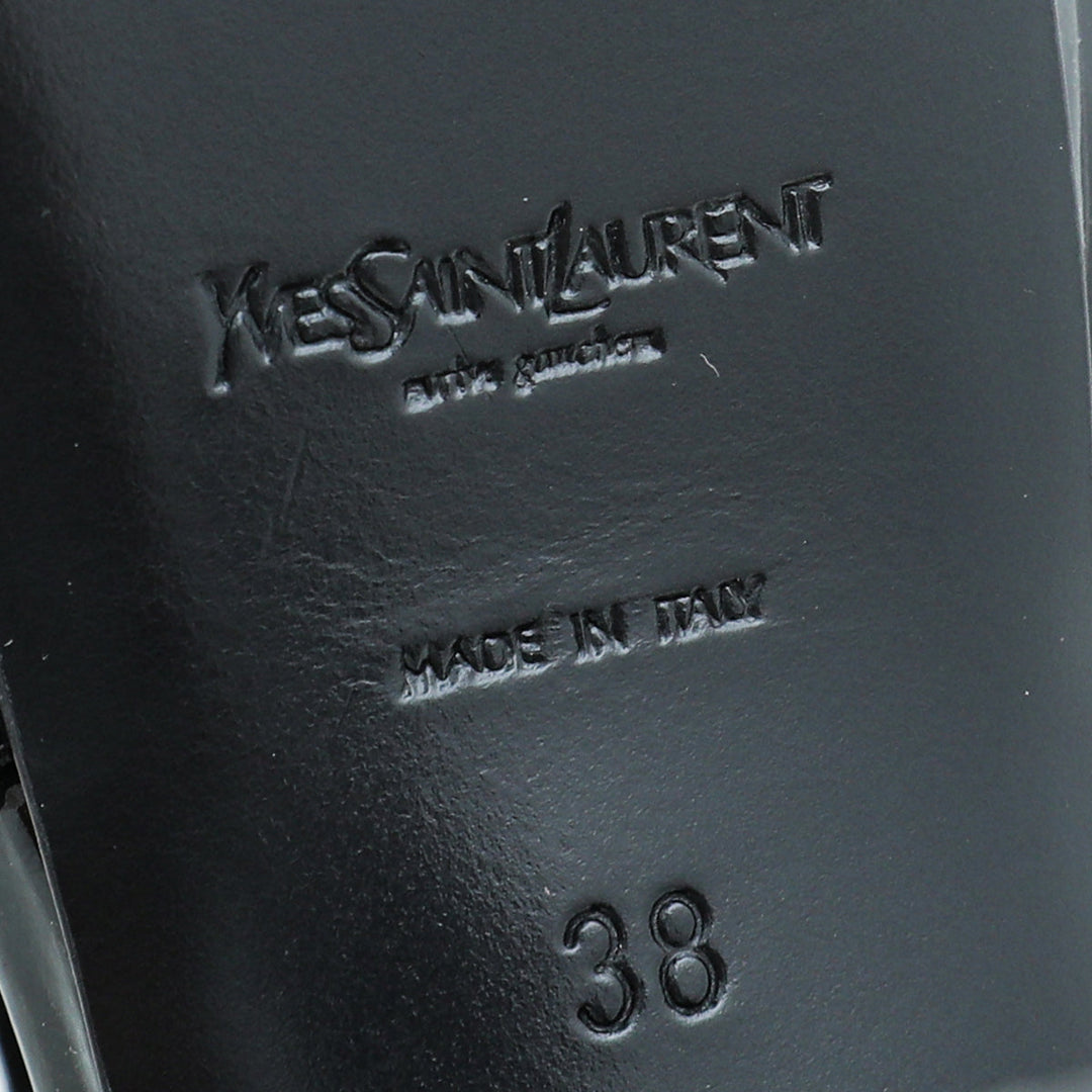 YSL Black Tribute Mid Heel Sandals 38